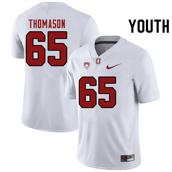 Youth #65 Allen Thomason Stanford Cardinal College Football Jerseys Stitched Sale-White - Click Image to Close